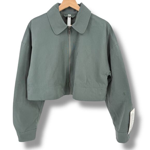 Lululemon Glyde 2-in-1 Adaptable Jacket Women's Sz M Dark Forest Green Crop - Picture 5 of 8